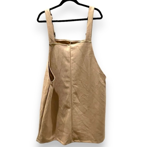 Tan Faux Suede Jumper Dress | Overall | Size Large Women’s - Picture 5 of 12